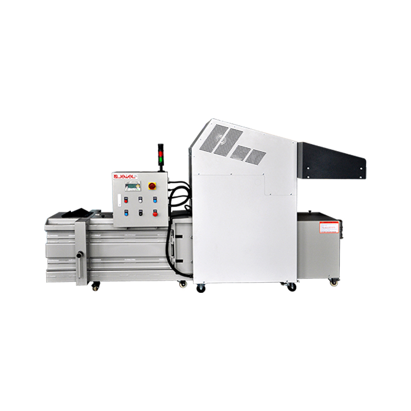 Liten horisontal halvautomatisk ballepresse (integrert makulerings- og pressemaskin)